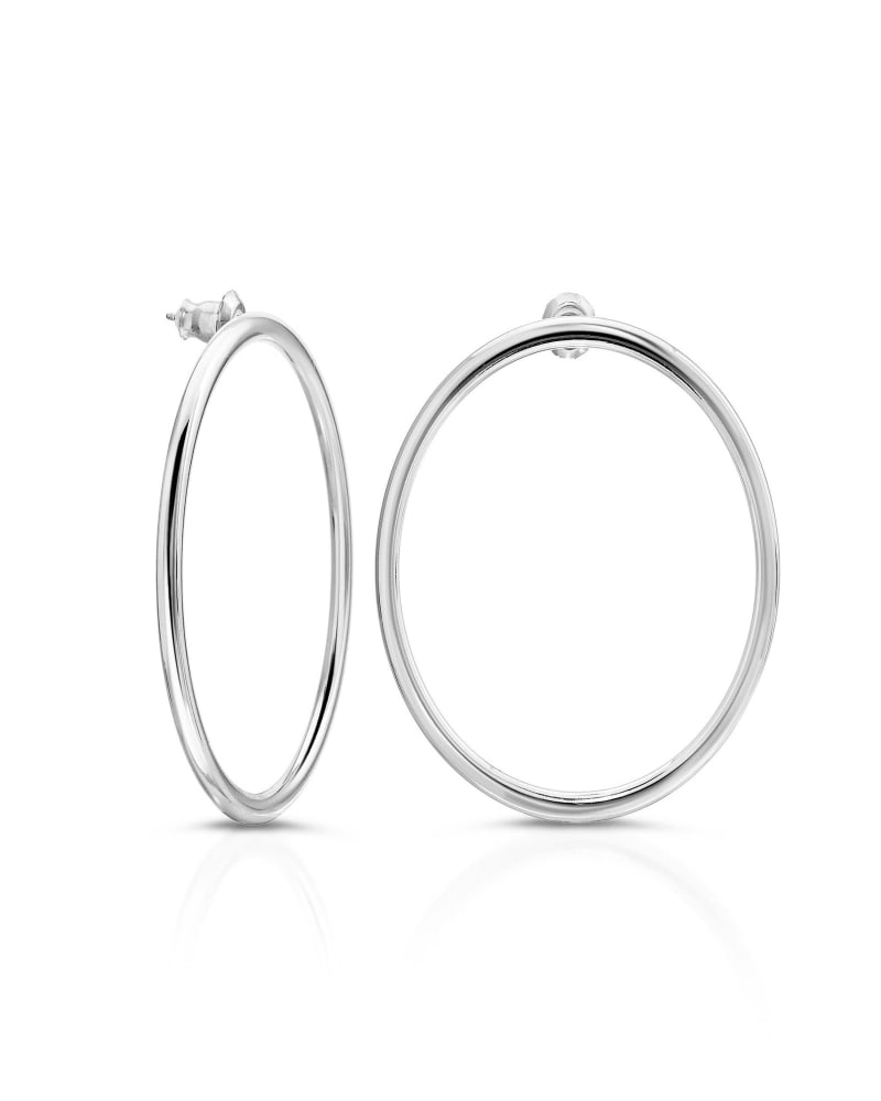 Front of a size one-size-fits-all Large Mia Earrings Silver in Silver by Eklexic. | dia_product_style_image_id:285572